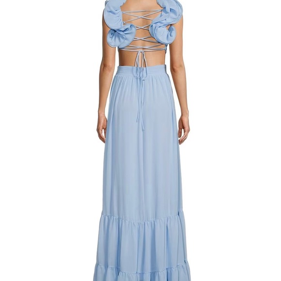 Blue Ruffle Sleeve Dress - Picture 2 of 5